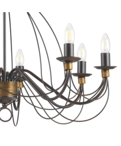LAMPADARIO A 8 LUCI "FIAMMA" MARRONE, E14